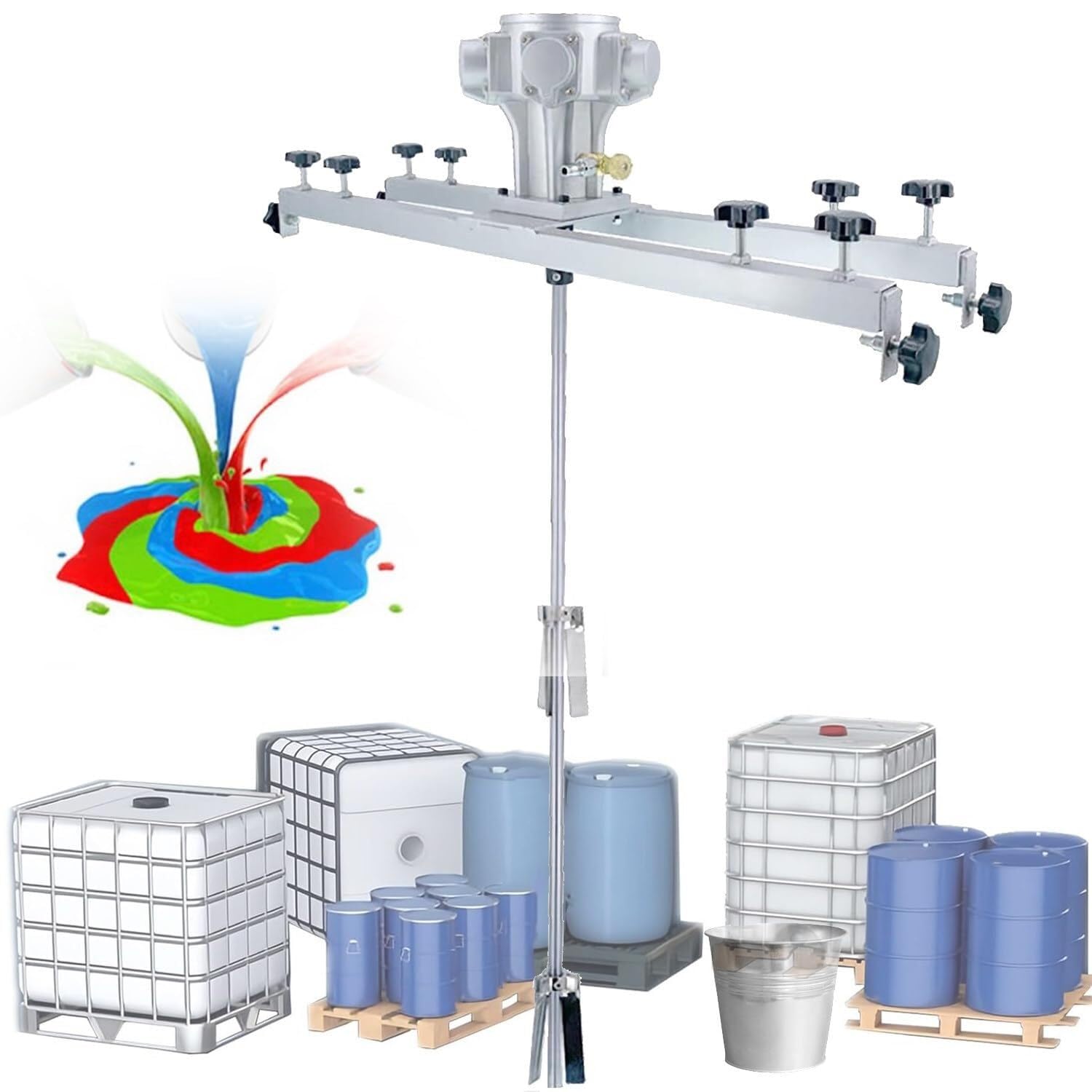Mezclador neumático de montaje con abrazadera para tanque y tambor, capacidad de mezcla de 1000 L, ideal para cemento, mortero, yeso, pintura y agitación de forraje, H400