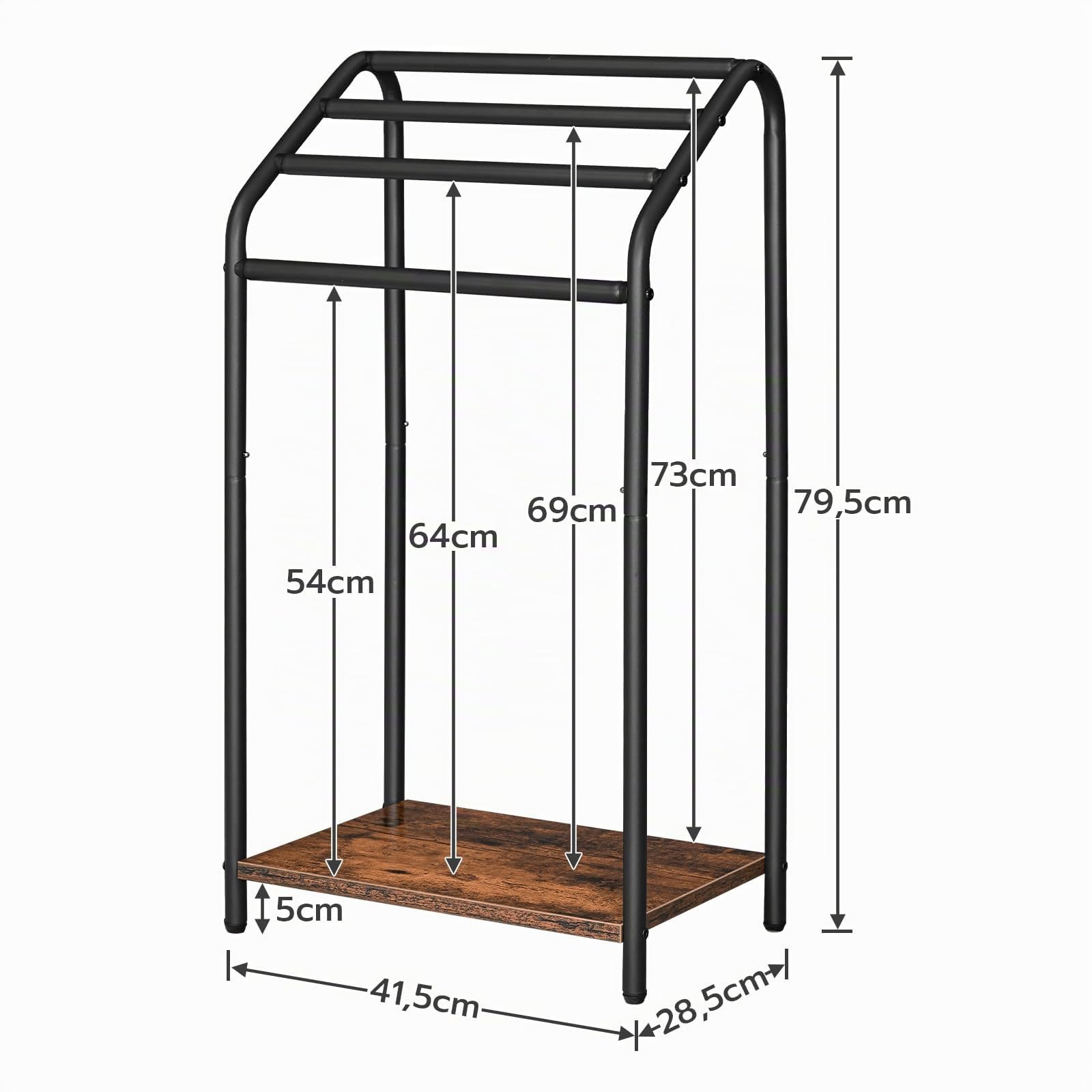 HOOBRO Porte-Serviettes, Barre de Séchage, Porte-Serviettes sur Pied, avec 4 Barres et Planche, Petits Espace, Stable, pour Salle de Bain, couvertures, journaux EBF64LB01