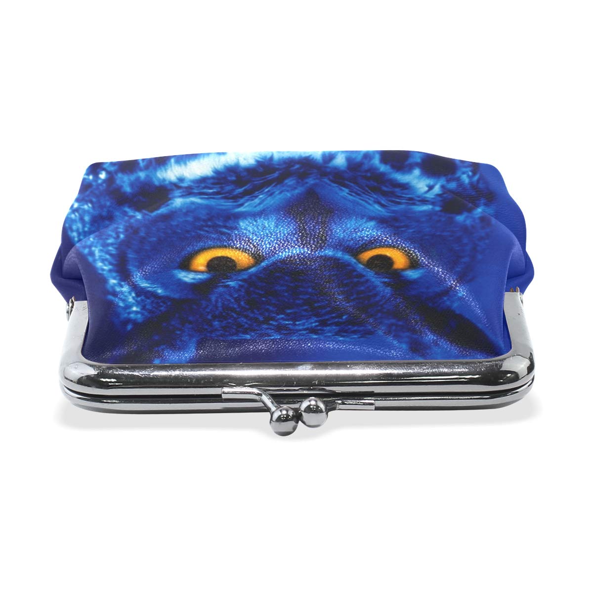 AJINGA Owl Night Yellow Eyes Coin Purse Pumpkin Leather Coin Wallet Snap Closure Clutch Bag
