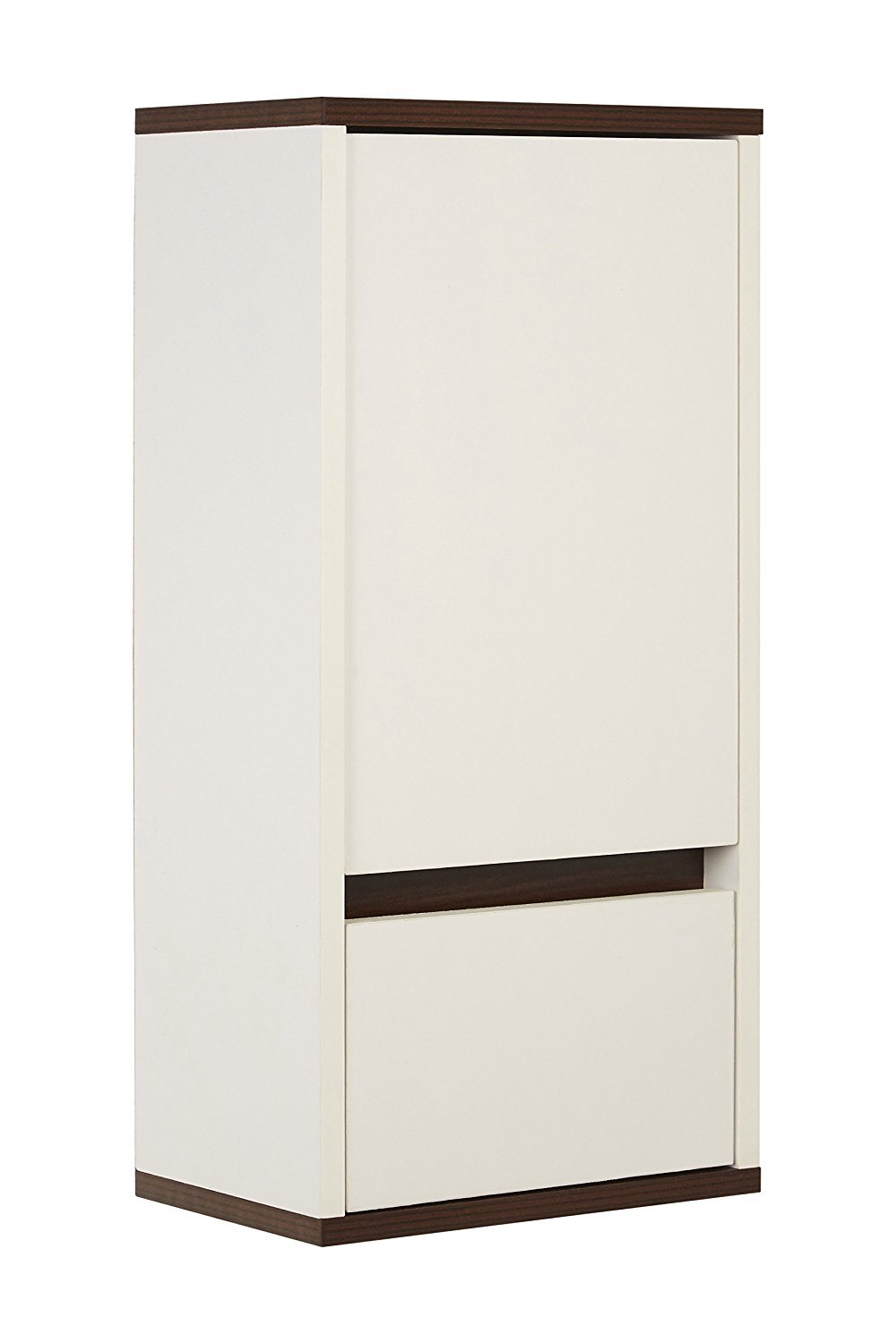 Premier Housewares Chelsea Single Door/1-Drawer Wall Cabinet - White/Walnut Veneer