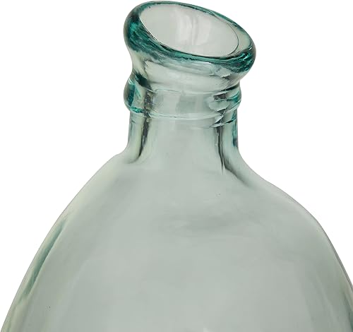 Miniatura 2 de Deco 79 Jarrón de cuello de botella español curvado hecho a mano de vidrio reciclado, 10 x 10 x 18 pulgadas, azul