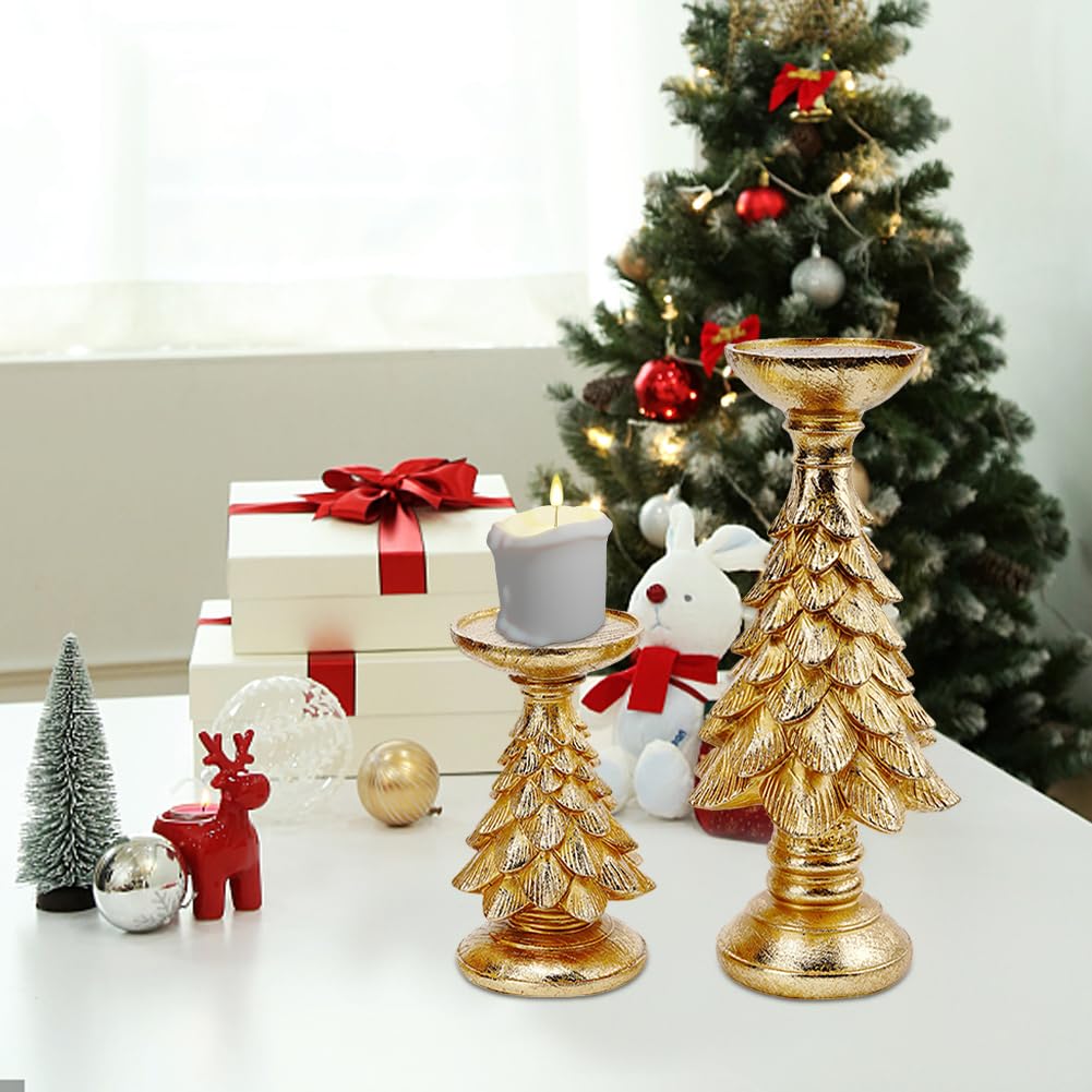 Candelabros navideños 3 Piezas de Resina con Forma de árbol de Navidad candelabros Decorativos candelabros decoración de Mesa navideña candelabro para Centro de Mesa navideño