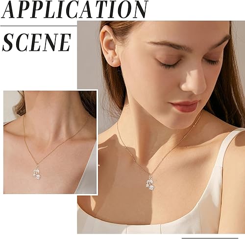 Miniatura 6 de Beebeecraft 10 dijes de cereza transparente con circonita cúbica en forma de fruta, colgantes chapados en latón con circonita cúbica, plata y oro