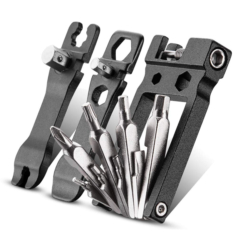 Kit Attrezzi per Riparazione Biciclette Cacciaviti per Raggi Bici Taglia Catena Leva del Pneumatico Chiave a Brugola Attrezzi da Ciclismo Multifunzione MTB Road Bike