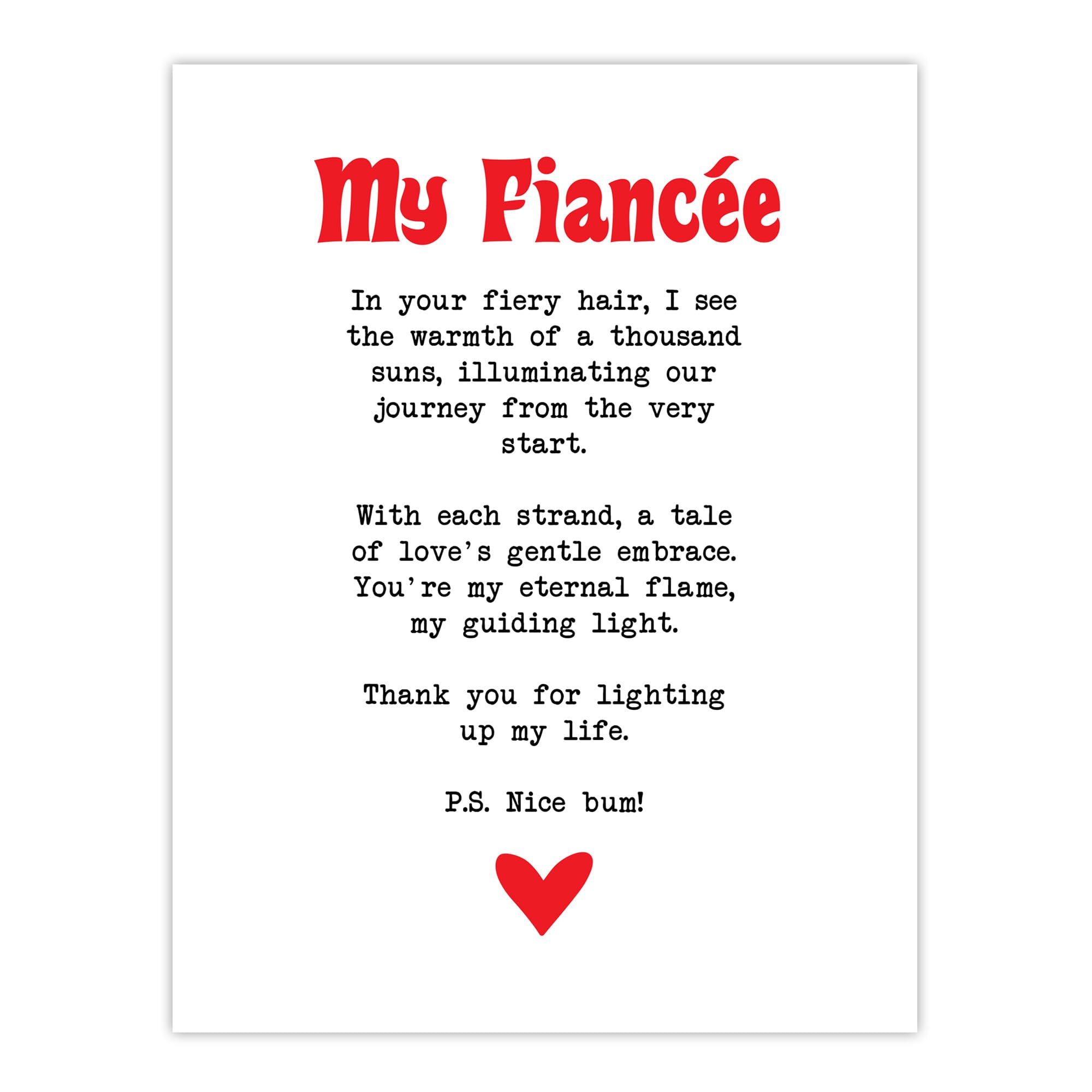 Artery8 Love Poem Ginger Fiancée Romantic Funny Bedroom Large Wall Art Poster Print Thick Paper 18X24 Inch