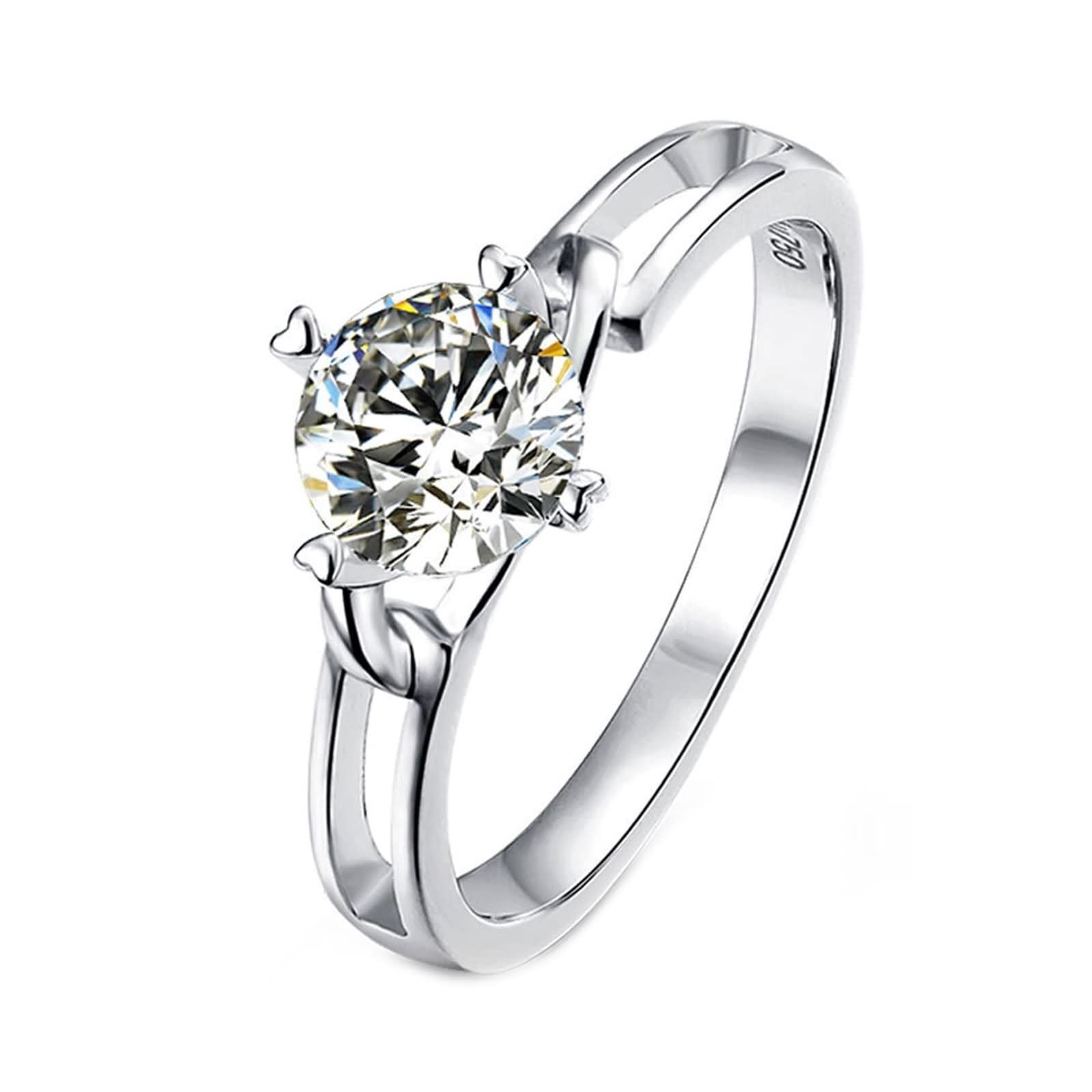 WXKAGF Ringe im Vintage-Stil, Verlobungsringe, Gedenkringe für Frauen, Herz-Krappen-Unendlichkeitsband, Silber mit weißem, rundem, brillantem Moissanit-Sterlingsilber