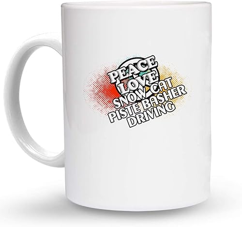 Makoroni - PEACE LOVE SNOW CAT PISTE BASHER DRIVING - 6 Oz. Ceramic ESPRESSO MUG Coffee Drink Cup, DesE6