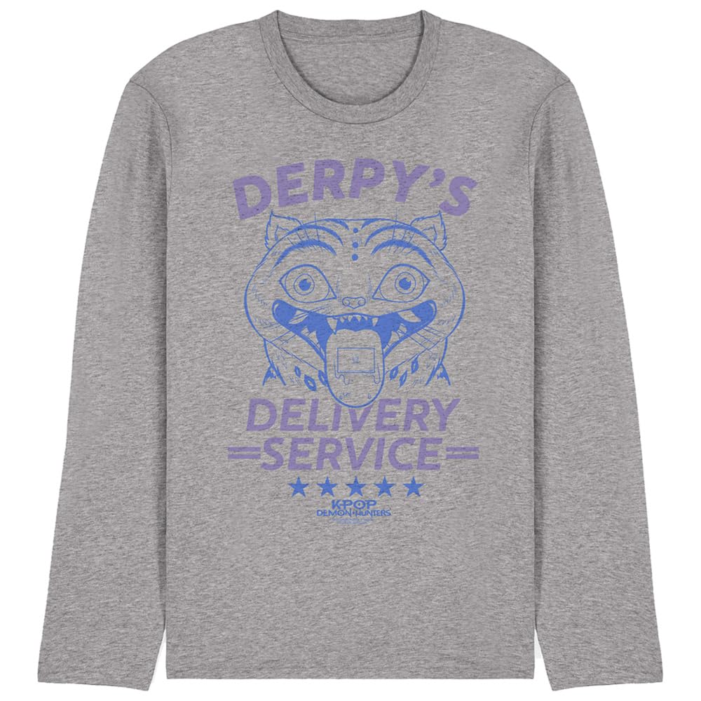 Kpop Demon Hunters Derpy'S Delivery Service Unisex Long Sleeve T Shirt, Athletic Heather, Medium