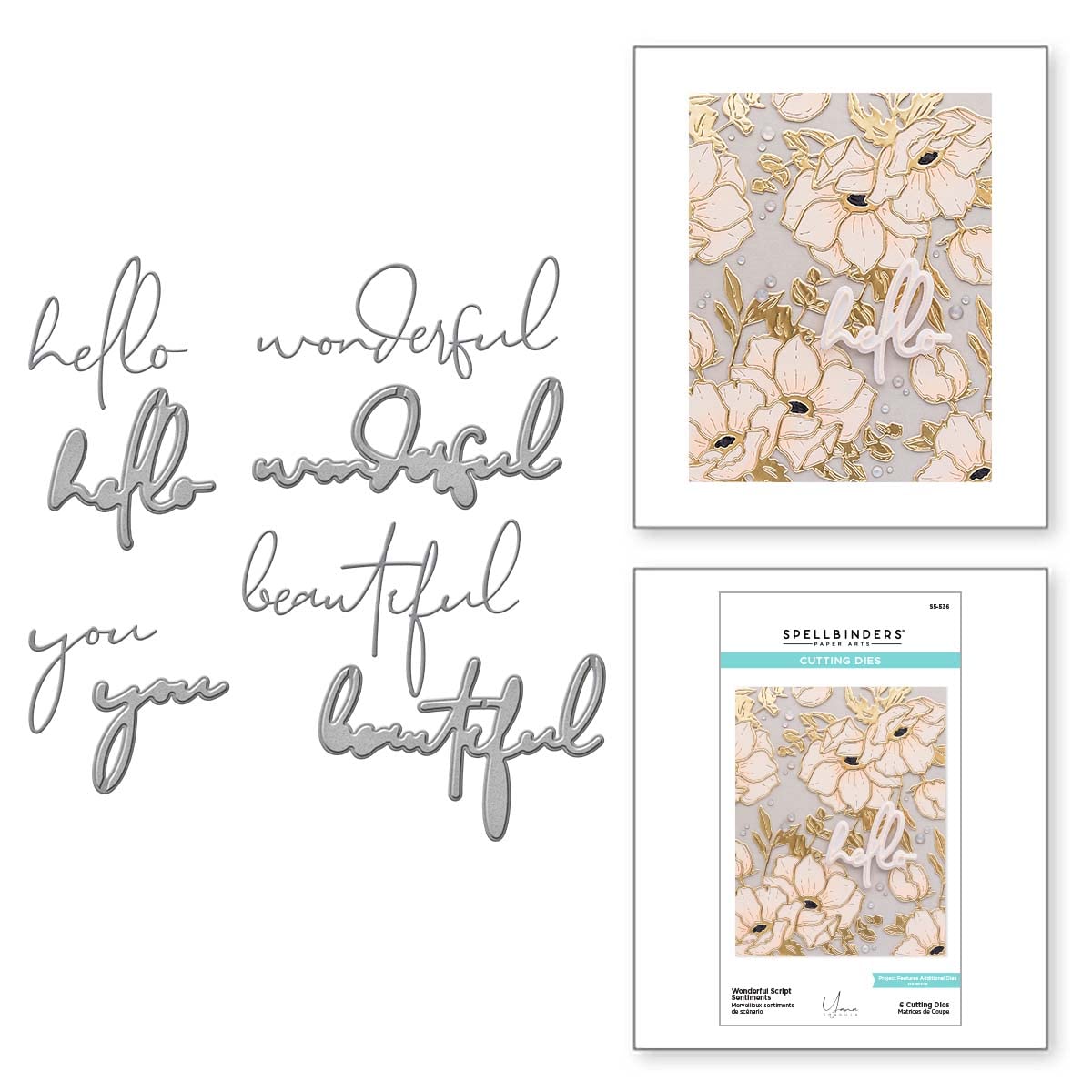 Spellbinders Wonderful Script Sentiments, Grey