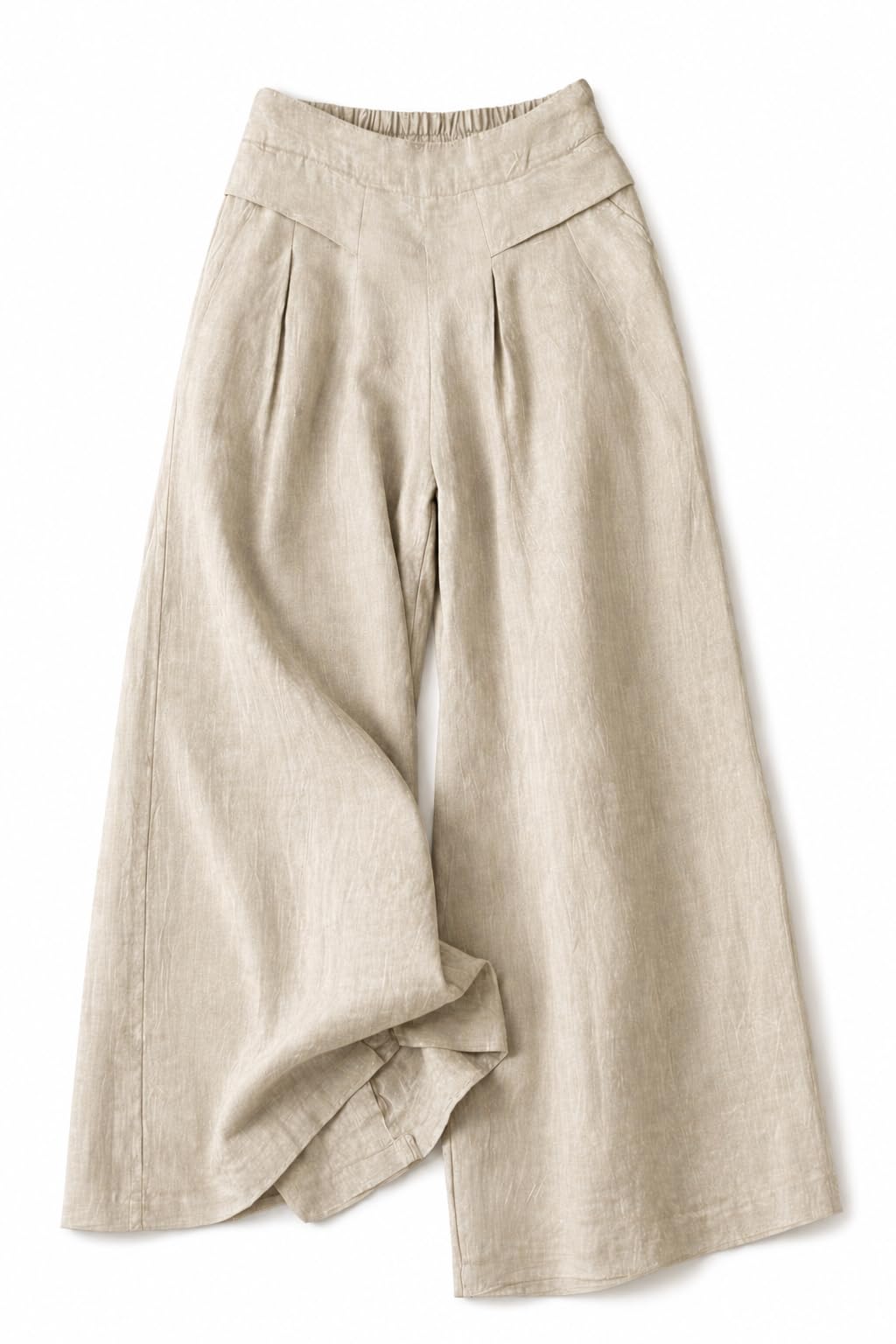 Women’s Pure Cotton Flare Palazzo Pant | Wide Leg Trouser | Casual Office Wear | Relaxed Fit- Semi-Elastic High Waist-image-5