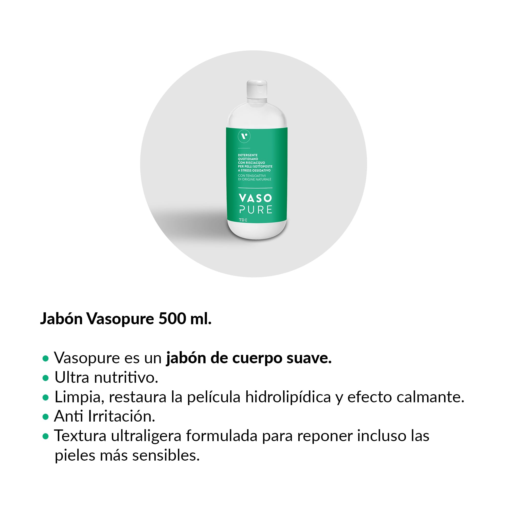 VASOPURE JABÓN DUCHA 500 ml CUIDADO AVANZADO PIEL LINFEDEMA LIPEDEMA