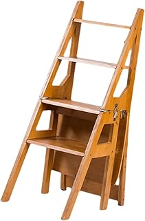 RORUN Scaffolding Platform Escalera de bambú y Madera para el hogar, taburete multifuncional de Cuatro escalones, escalera plegable de Doble USO para interioav