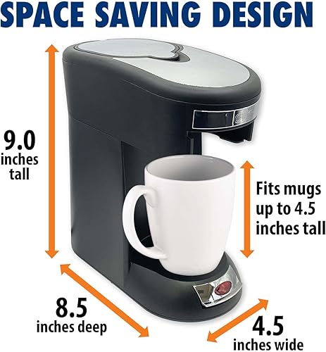 Miniatura 6 de Café Valet Cafetera de una sola porción, prepara 10 onzas de café o agua caliente, compatible con paquetes de café Café Valet