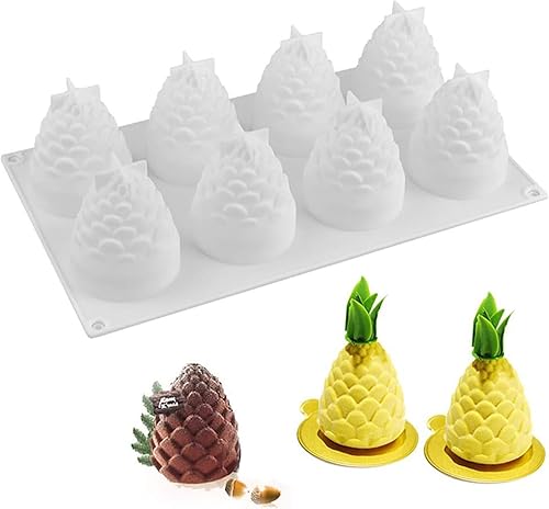 Molde de silicona para hornear piña 3D para pastel de mousse, postre francés, molde de silicona de piña para jabón, velas, molde de decoración de