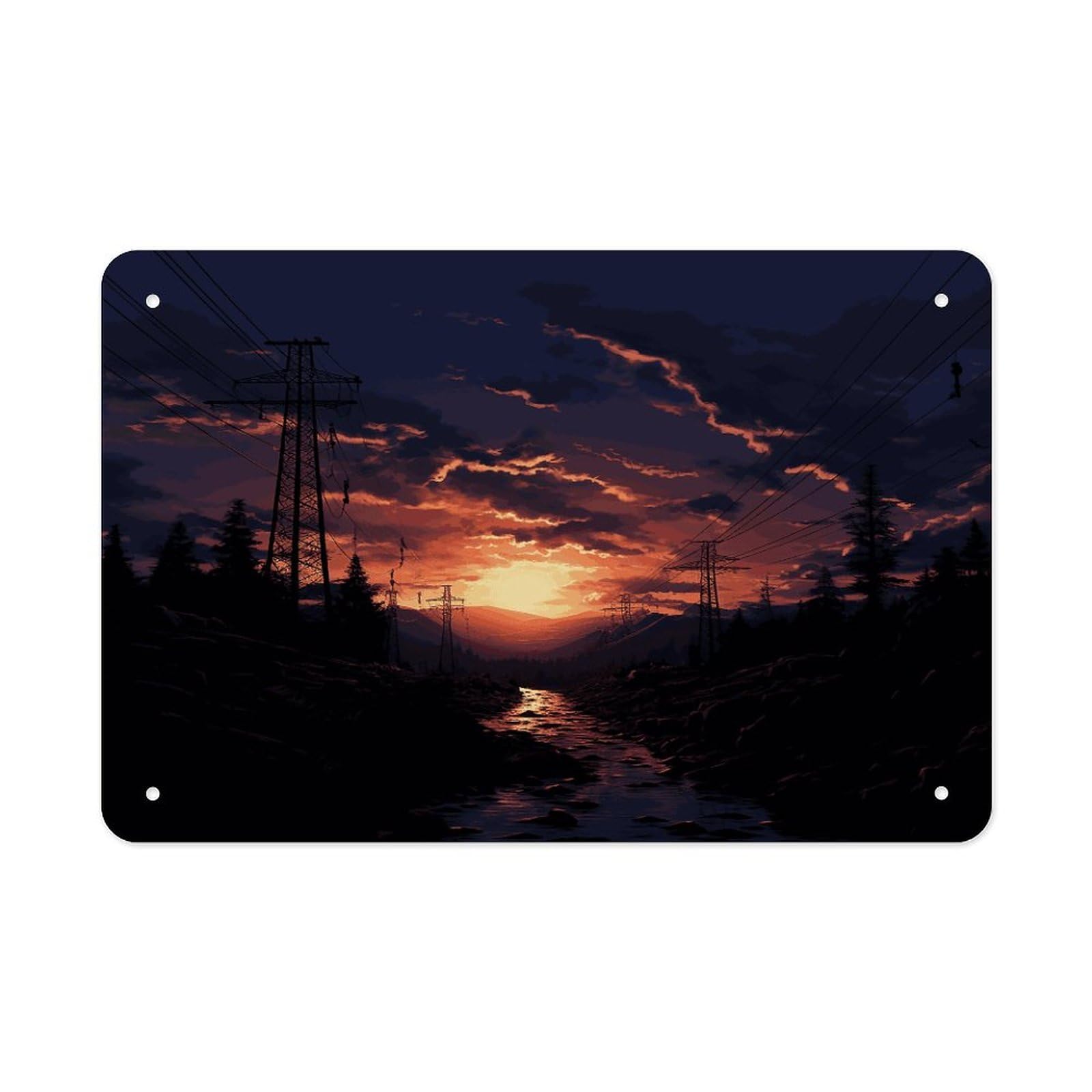 Fodpand Style Dusk Scenery Wall Art Metal Signs Tin Sign
