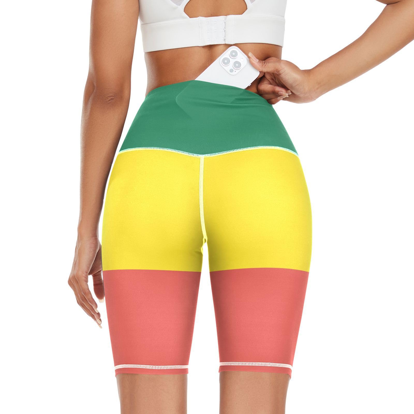 NCRJCZQL Ethiopian Flag Women's Biker Shorts High Waist Yoga Leggings