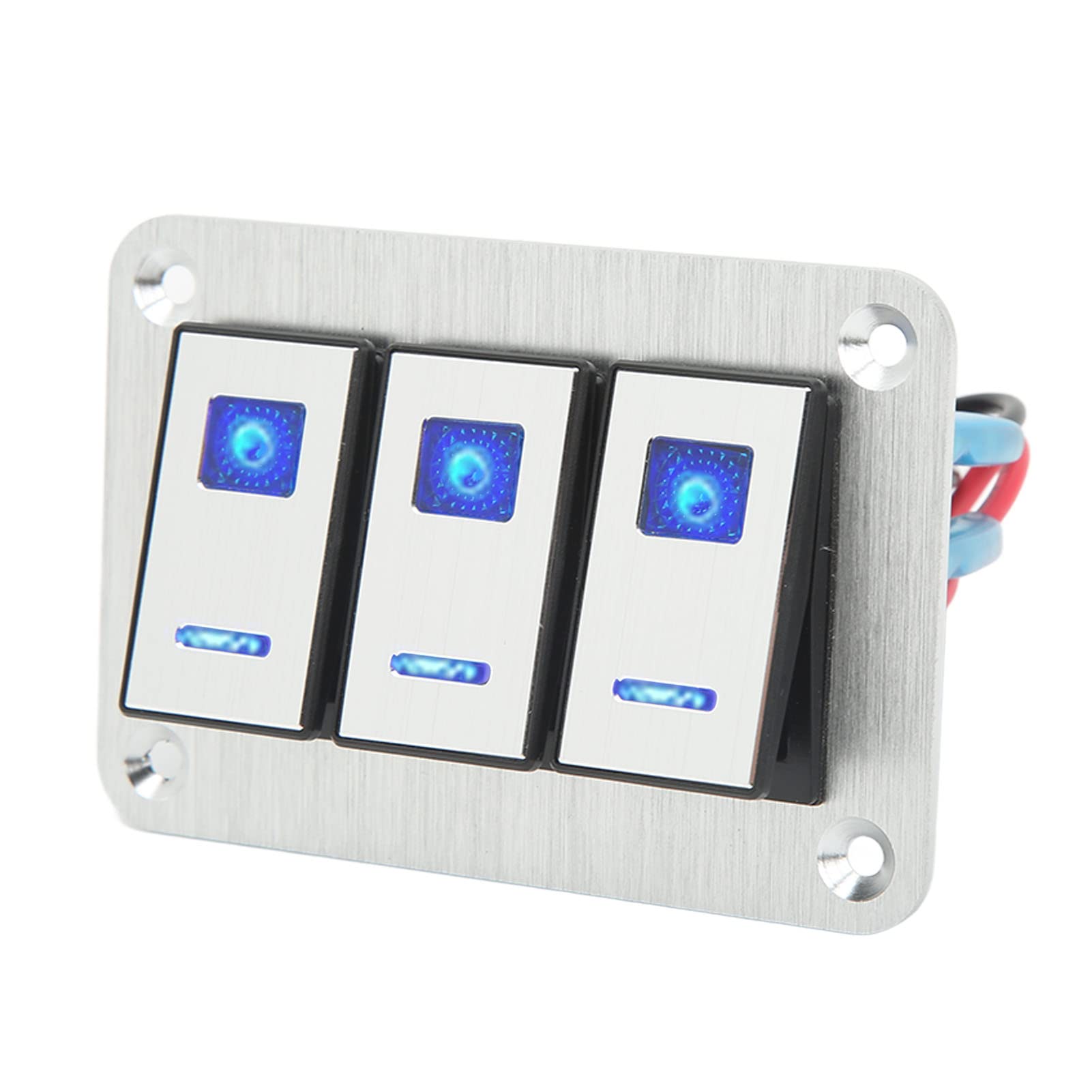 Panel przełącznika kołyskowego 3-krotny DC 12 V 24 V 5-pinowe niebieskie światło Włącz i wyłącz panel przełącznika sterowania oświetleniem