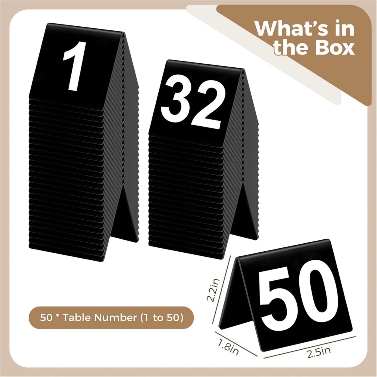 Segnale di Numero del Tavolo 1 To 50 V-Shaped Black Acrylic Restaurant Double Sided Printing Tents Wedding Card Signs