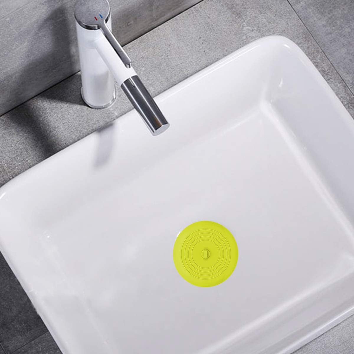 AmazerBath Bath Tub Stopper for Drain, 6 Inches Silicone Shower Drain Bath Plug Stopper for Kitchen, Bathroom, Laundry (Yellow Green)