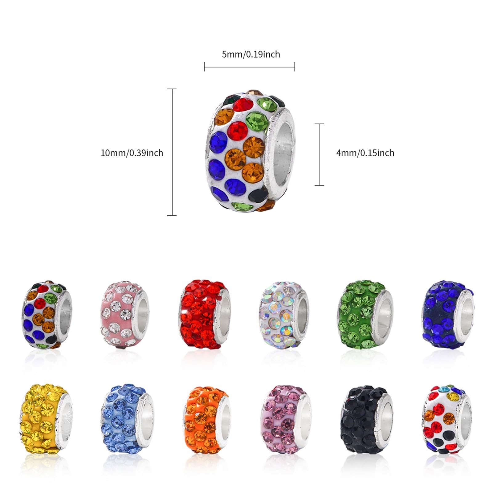 Nity z kryształu górskiego 150 szt. Rhinestone kolorowy sztuczny kryształ koraliki z dużymi otworami do tworzenia biżuterii DIY bransoletka naszyjnik Charms rękodzieło