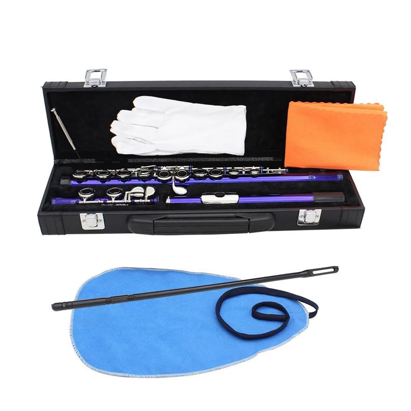 Flauta Transversal C De 16 Agujeros Cerrados, Instrumento De Flauta De Concierto De Cuproníquel Con Llave E Flauta Travesera Kit