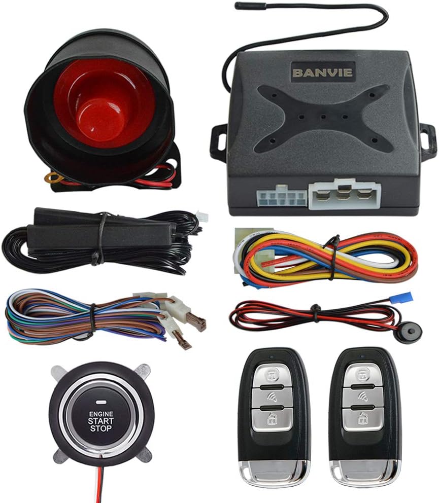 BANVIE ① Passive keyless Entry Car Alarm System + ② Remote