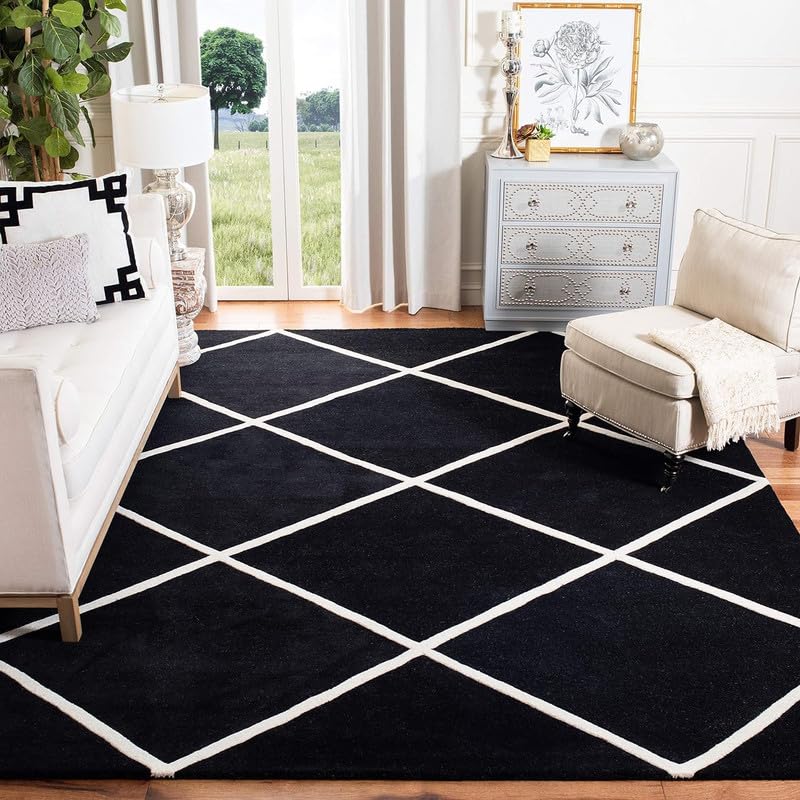 Image of TRANQUIL Polyester Fluffy Fur Rug Shaggy Modern Carpet for Living Room, Bedroom, Guest Room, Kids Room (6x9 Feet, Black Box)