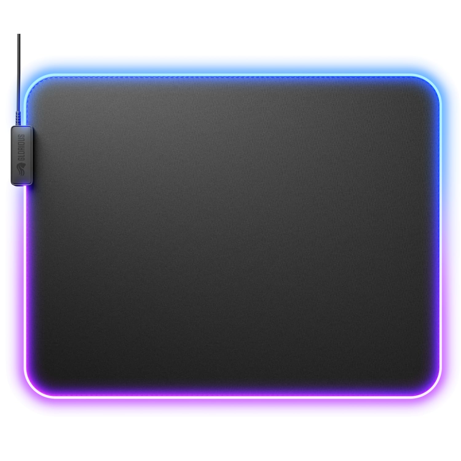 Glorious Gaming Tappetino Mouse GMP 2 GLED XL – 2 zone RGB, bordo InfiniGlow senza cuciture, superficie tessuto premium, base gomma antiscivolo, optima­le per gaming – 465 mm×355 mm×3 mm – Desk mat