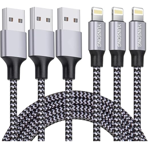 iPhone Charger, YUNSONG 3Pack 6FT Nylon Braided Lightning Cable Fast Charging High Speed Data Sync USB Cord Compatible with iPhone 13 12 11 Pro Max XS XR X 8 7 6S 6 Plus SE 5S