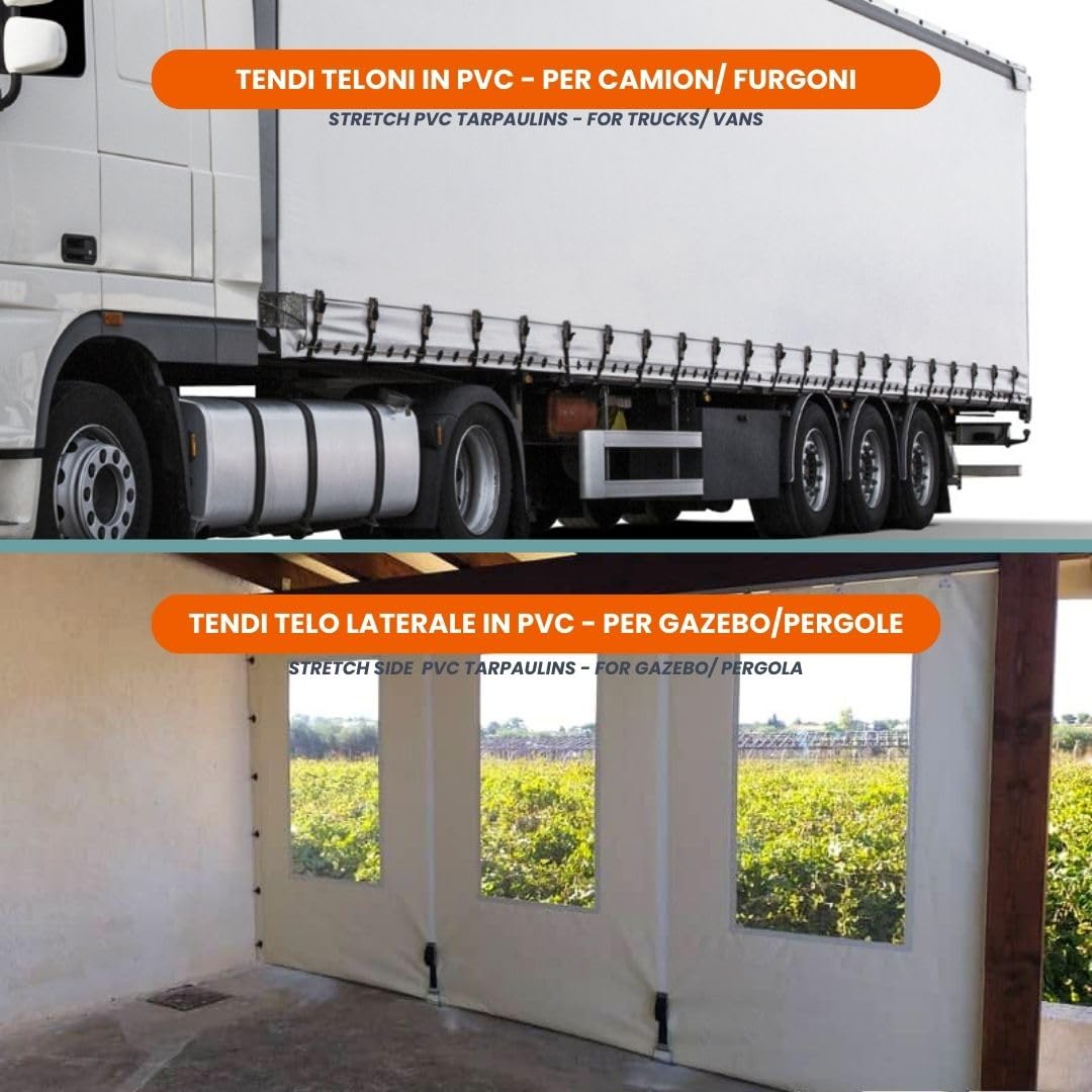 TENDAGGIMANIA Cinghia A Cricchetto A Sgancio Rapido - Chiusura Teloni Per Camion E Furgoni, Cinghia Di Fissaggio Tenditelo Per Teli Laterali Gazebo E Pergole (Confezione da 2)
