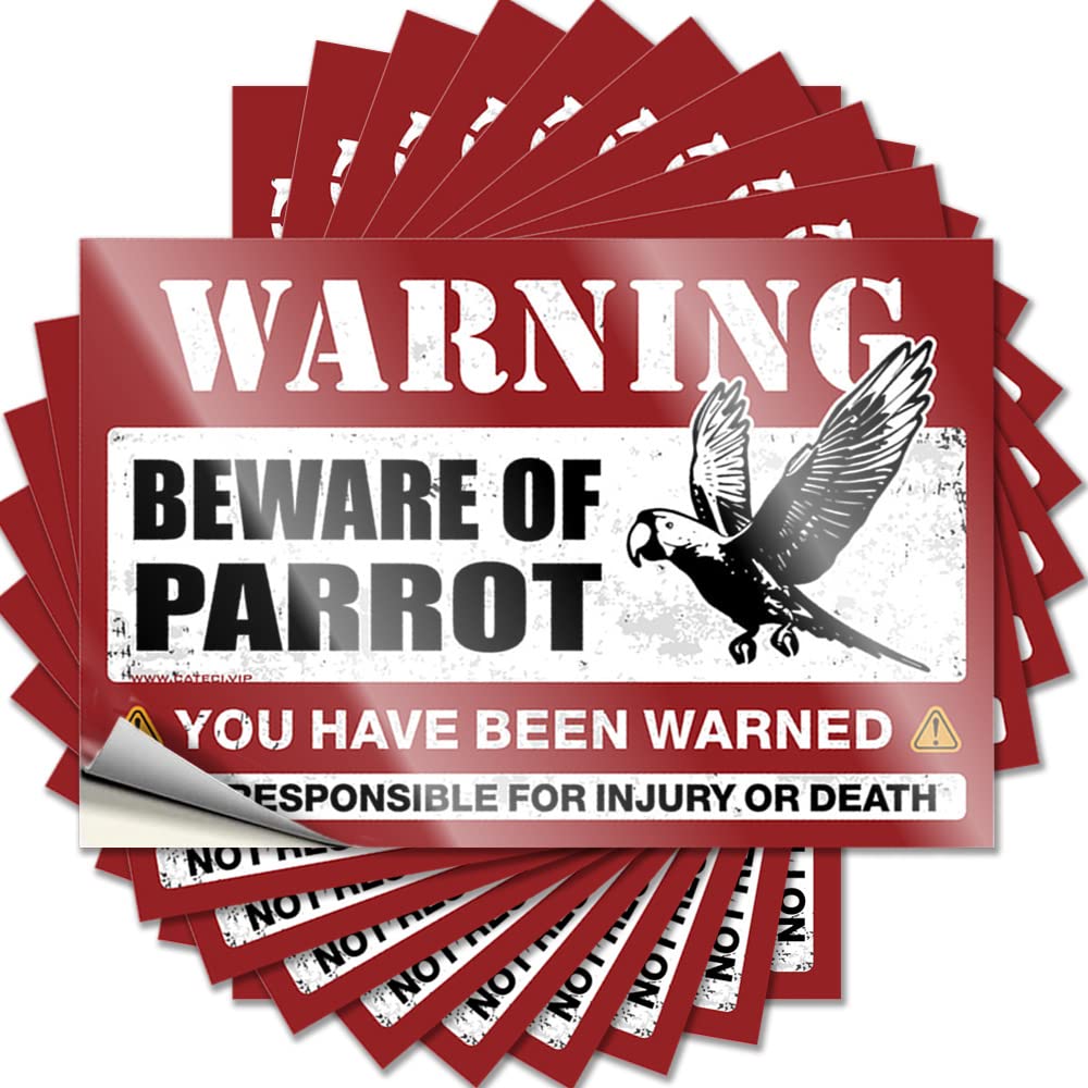 Small Room Decor Water Decal - Beware of Parrot Western Durable Sticker Easy Apply for Long Decor(8X12CM)