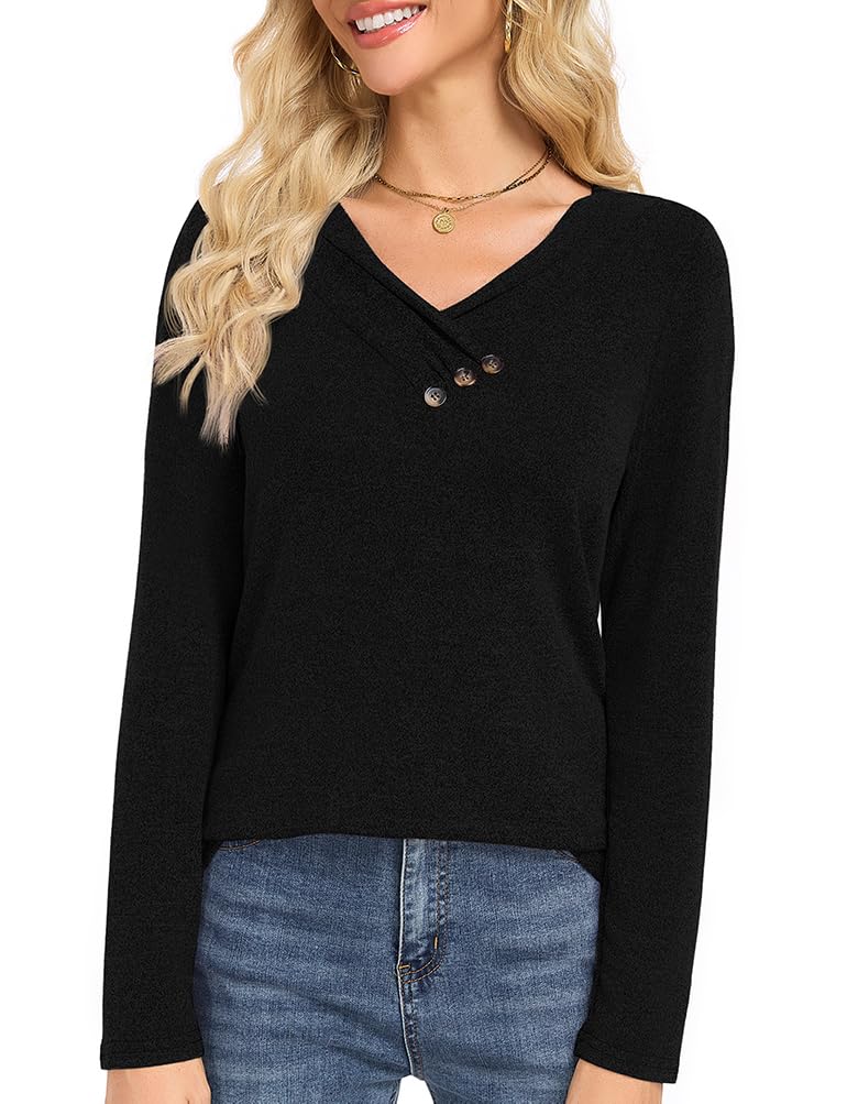 Actcat Langarmshirt Damen V-Ausschnitt Oberteile Damen Frühl