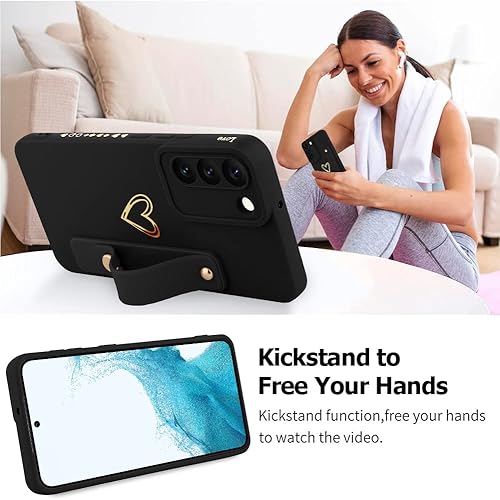 Miniatura 3 de Fiyart Funda diseñada para Galaxy S22 5G con soporte para teléfono, bonito patrón de corazones de amor, funda protectora delgada de protección de