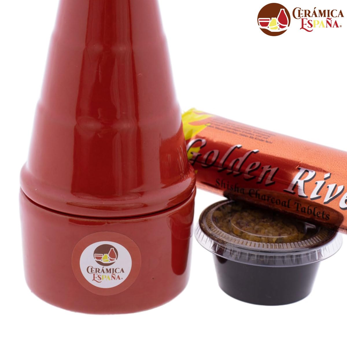 CERÁMICA ESPAÑA® | Incenso a camino rosso | Incensieri religiosi | Incensieri in argilla | Incenso Pasqua | Bruciatore profumo | 8 x 8 x 18 cm | Accessori inclusi