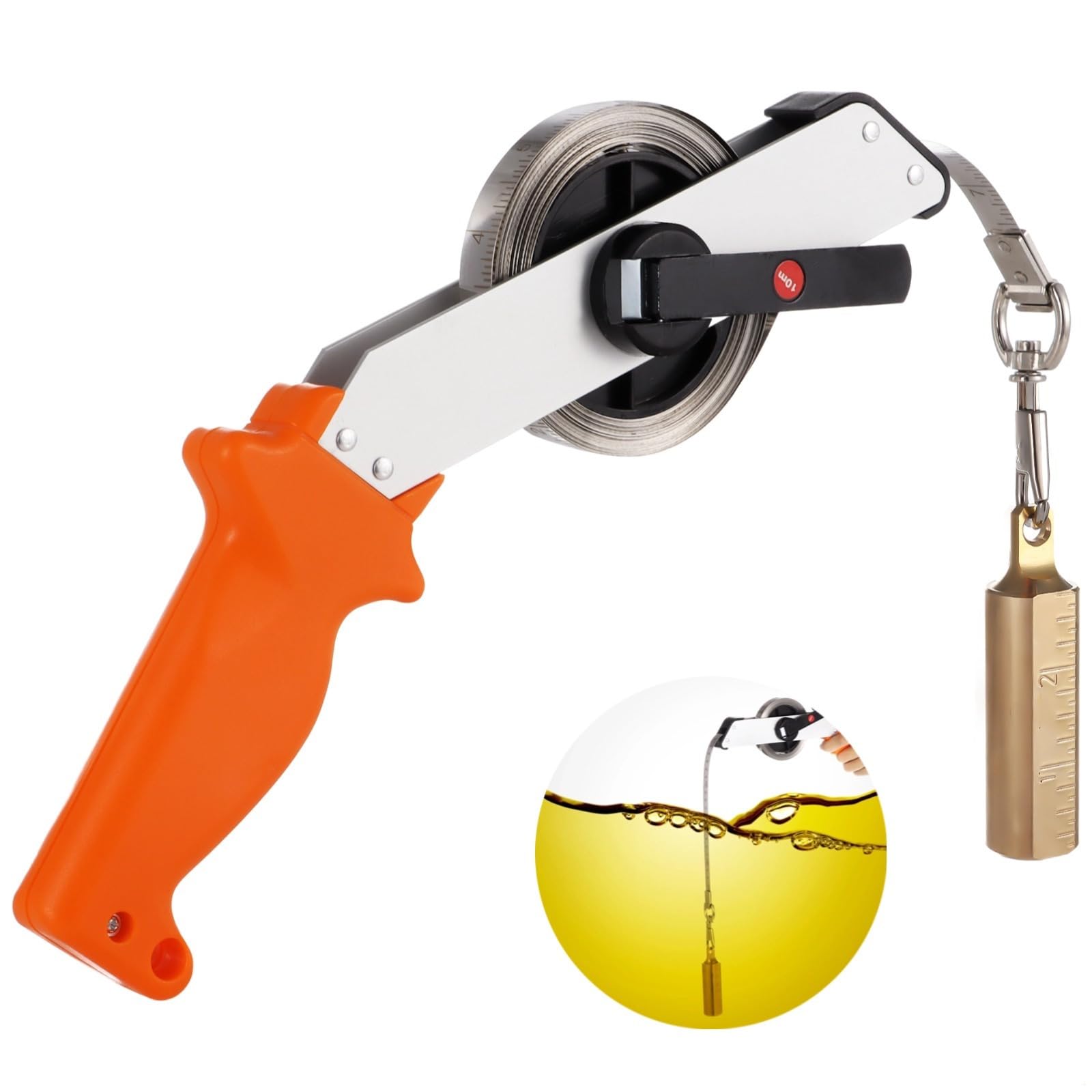 Cinta métrica de acero inoxidable de 33 pies, calibre de tanque de aceite de doble cara de 10 m con seguridad a prueba de explosiones, latón plomada Bob