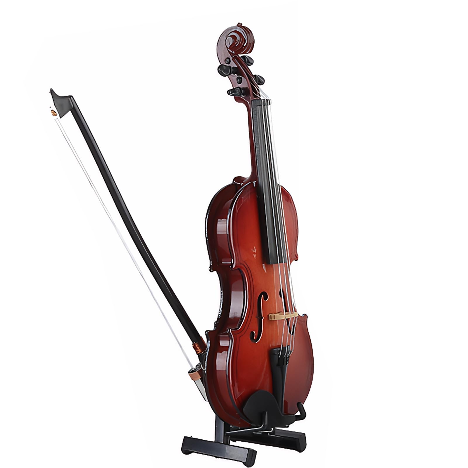 POXZSFX Tiny Violin With Red Velvet-Lined Case And Stand Unique Living Room Ornaments Bow And Case Mini Musical Instrument Violin 1x Miniature Wooden, 14cm