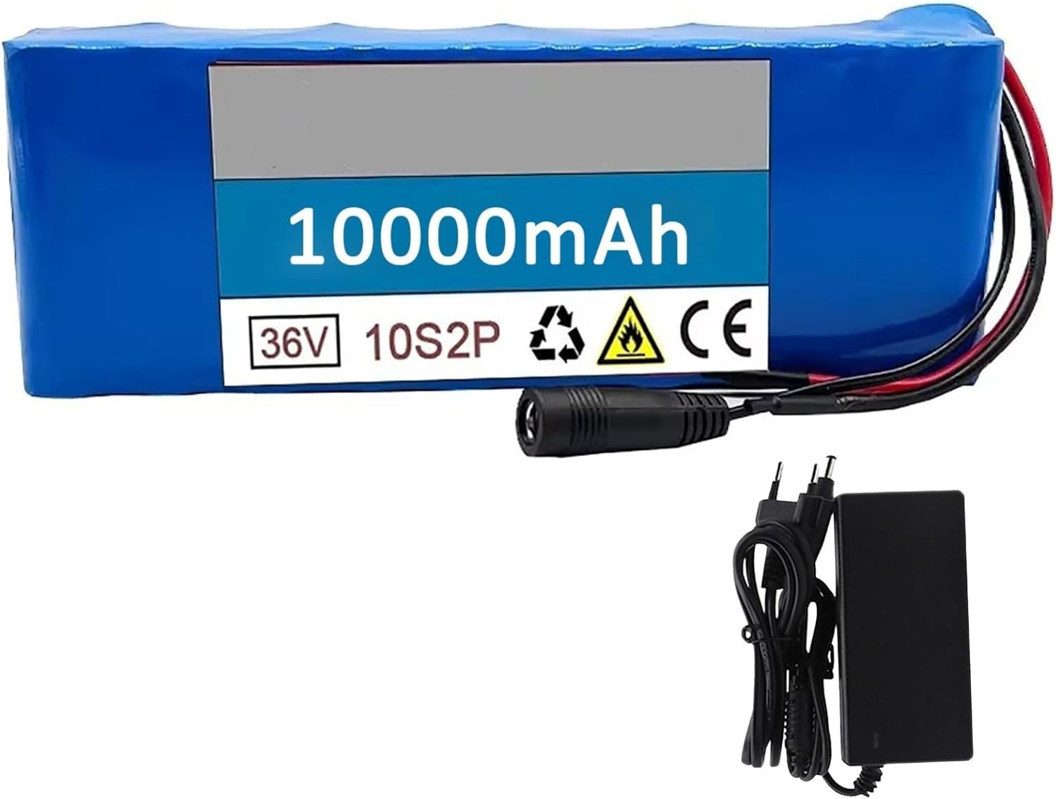 Batteria per Bici Elettrica 36V 10Ah, Pacco Batteria agli Ioni di Litio Ricaricabile e Impermeabile, Compatibile con Moto, Scooter e Go-Kart, Caricabatterie Incluso Bullet+SM