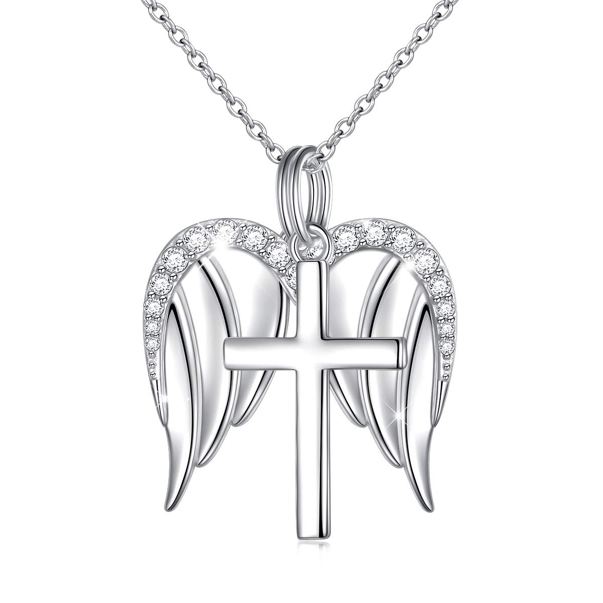 925 Sterling Silver God in My Heart Faith Hope Love Cross Pendant Necklace for Women Girlfriend Daughter Mother