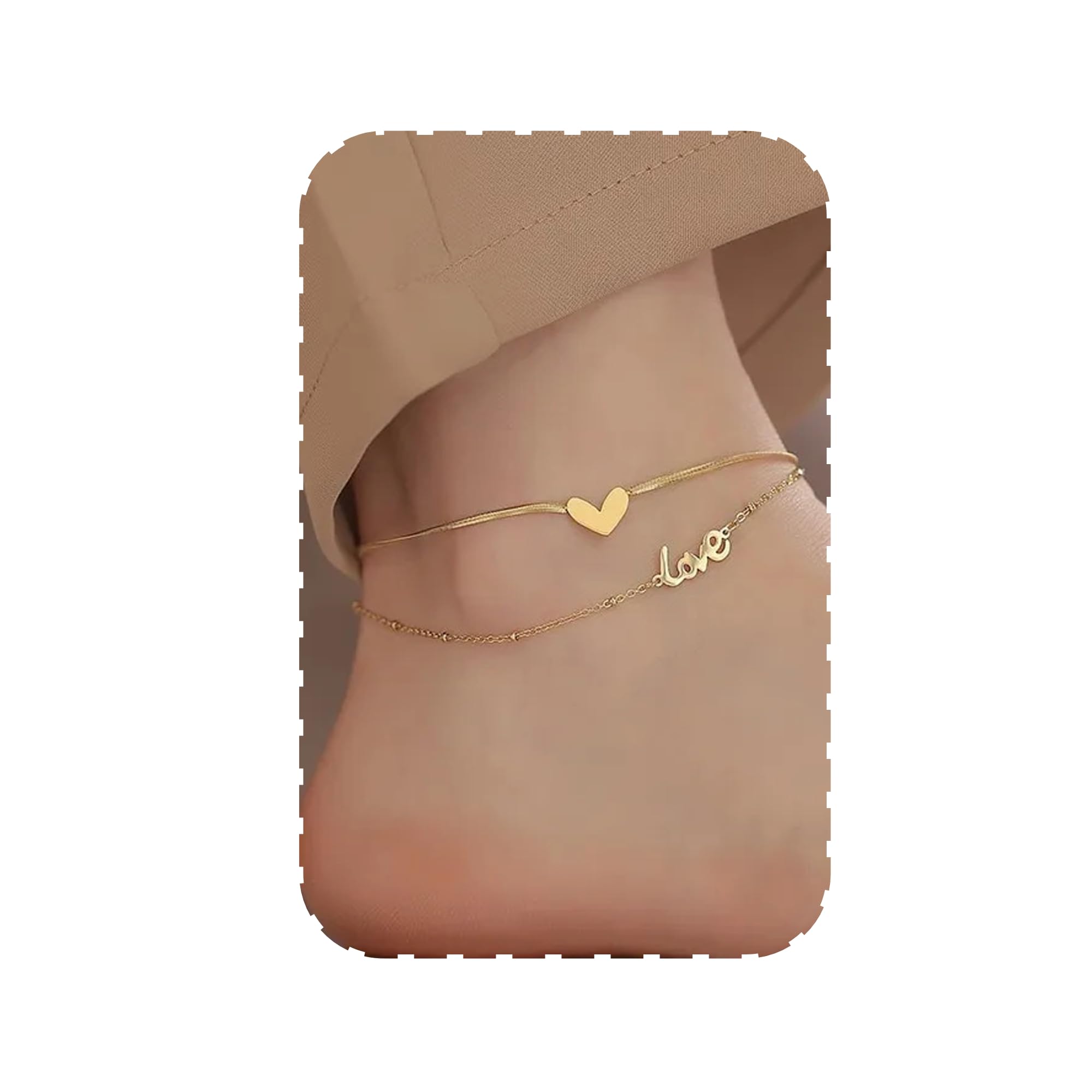 Stylish Anklets For Women Love Heart Gold Plated Chain Anklets For Women Girls Love Gifts For Sister Jewellery