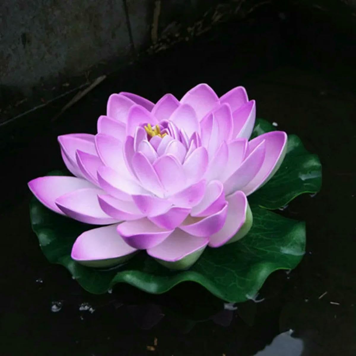18cm Artificial Floating Water Lily Lotus Leaf Flower Pond Aquarium Decoration Landscape Garden Pond Decor-light purple