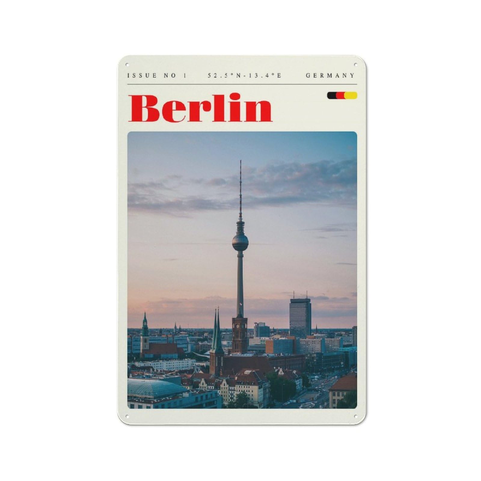 Junmoney Style-12 Berlin Germany Travel Art Tin Sign 30X20cm, Creative Studio Wall Plaque For Hobby Room, Office, Lounge Or Living Room