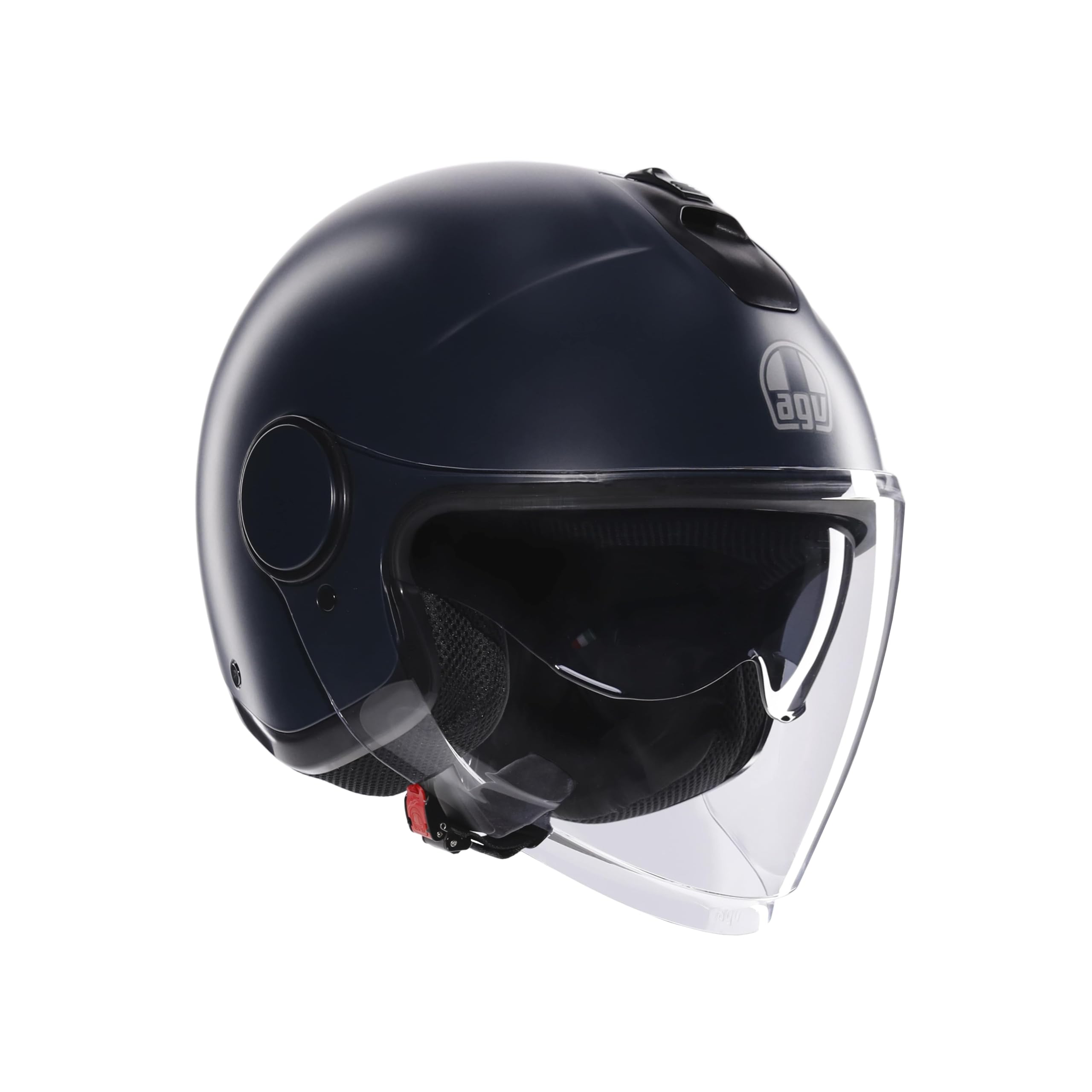 AGV - ETERES E2206, Casco da Moto Jet Unisex, Casco Moto Open Face con Anello Antifurto, Visiera Antigraffio e Anti-UV, Tecnologia con Assorbimento Istantaneo del Sudore, Matt Ottanio, XXL