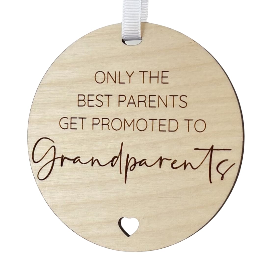 Only The Best Parents Get Promoted To Grandparents – Wooden Pregnancy Announcement Plaque – Engraved Hanging Sign Gift For Mum & Dad