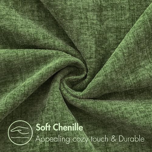 Image of MIULEE Pack of 2 Couch Throw Pillow Covers 12x20Inch Soft Moss Green Spring Chenille Lumbar Pillow Covers for Sofa Living Room Solid Dyed Cases