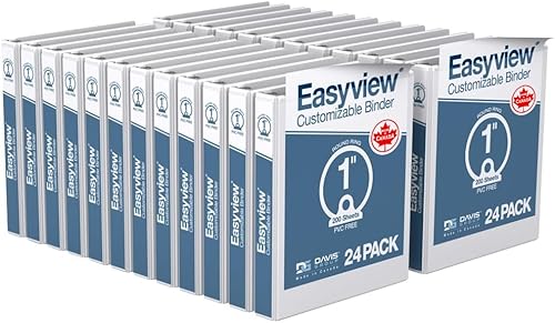 Easyview 3-ring Binders with Clear-View Covers, 1 inch, pack of 24
