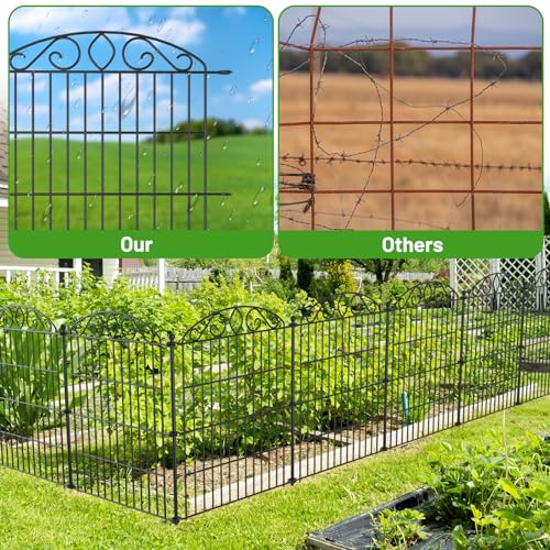 Decorative Animal Barrier Dog Garden Fence 12 Pack - 30 in(H) x 23.6 ft(L) No Dig Outdoor Decorative Fence Rustproof Metal Wire Panel Border, Rustproof Metal Wire Section Edging Fencing Panel