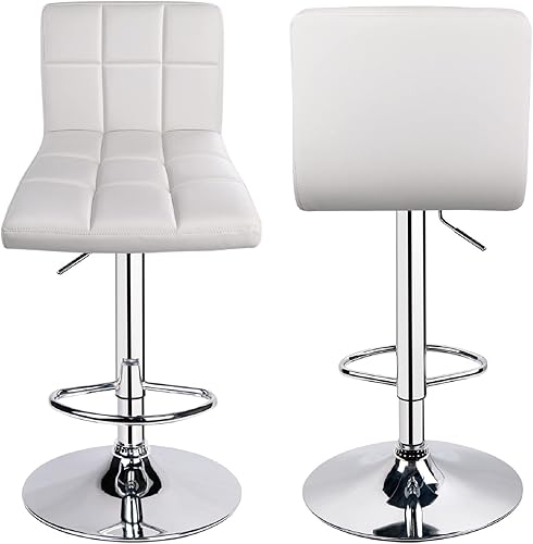 Miniatura 75 de Taburetes de bar de leopardo, moderno taburete giratorio ajustable de piel sintética con respaldo, juego de 2 (gris) Gris,Negro -,Caqui,Blanco,gris