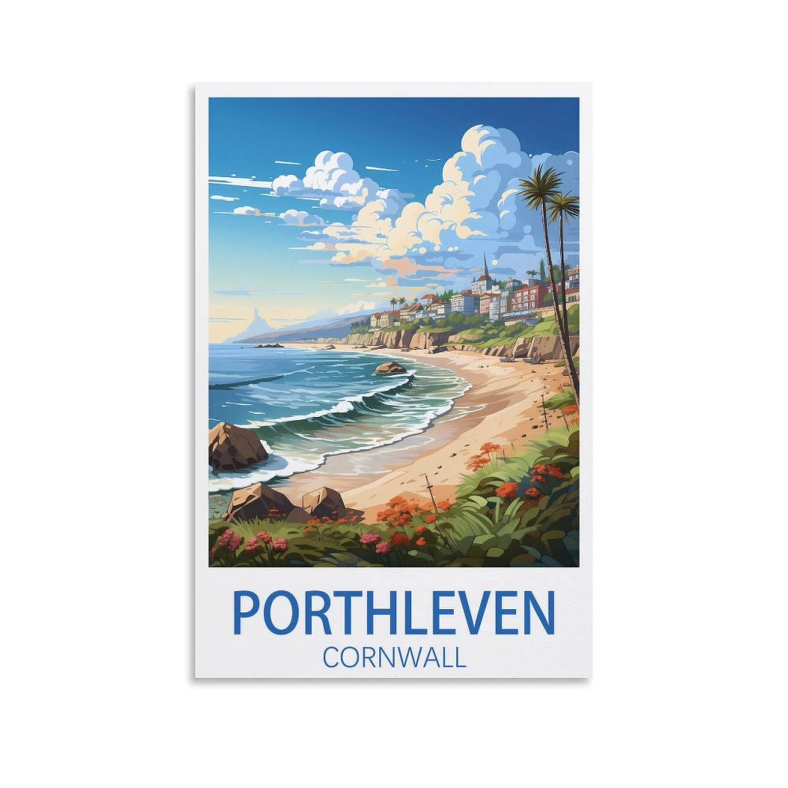 EZMLFA 5D Diamond Painting Kits for Adults,Porthleven Cornwall,for Adults Beginners of All Ages, Round Full Drill Arts and Crafts Gems Home Wall Decor 30x40cm