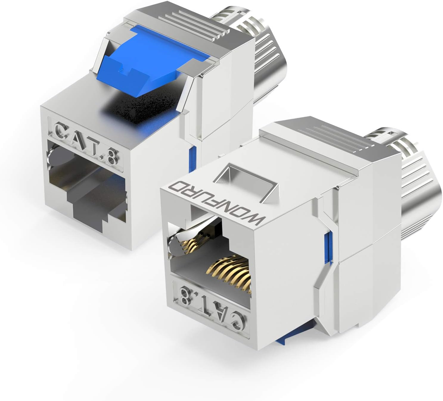 Cat8 Ethernet Cable Connector [GHMT & DSX8000 Certified] RJ45 Metal Tool Free Easy Termination Keystone Jack |for 2000Mhz 2Ghz 40G Double Shielded Solid LAN Cable 22AWG-24AWG (2 Pcs)