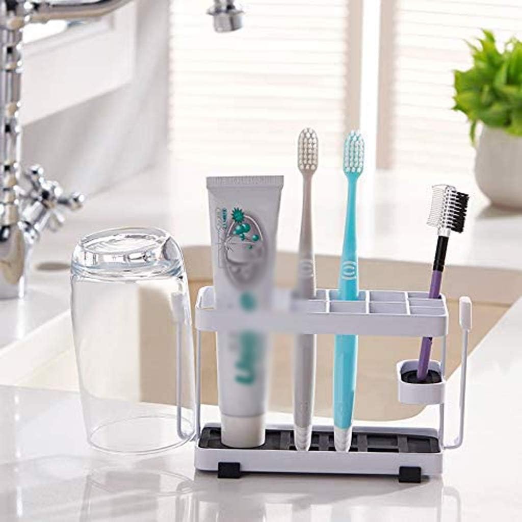 Simple Wrought Iron Toothbrush Holder, Toothbrush Cup Holder for Household Toilets, Toiletries Storage Rack Desktop Rack(OneColor)